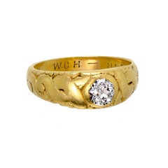 Wonderful Antique, circa 1890 Diamond and 18 Karat Yellow Gold French Ring