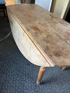 Wonderful Antique Country Natural Pine Oval Drop Leaf Dining Table
