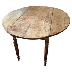 Wonderful Antique Country Natural Pine Oval Drop Leaf Dining Table