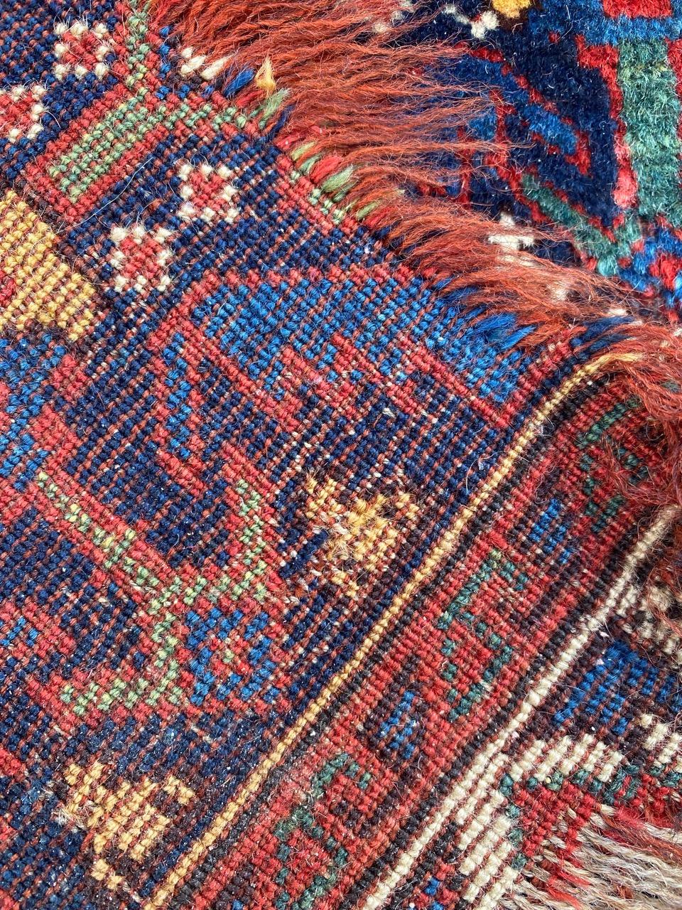 Bobyrug’s Wonderful Antique Distressed Ghashghai Bag Face Rug For Sale 6
