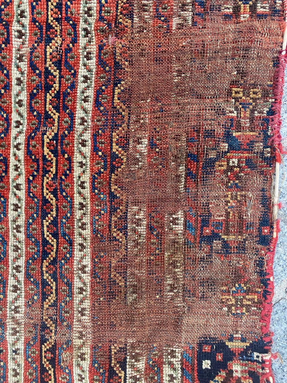 Hand-Knotted Bobyrug’s Wonderful Antique Distressed Ghashghai Rug For Sale