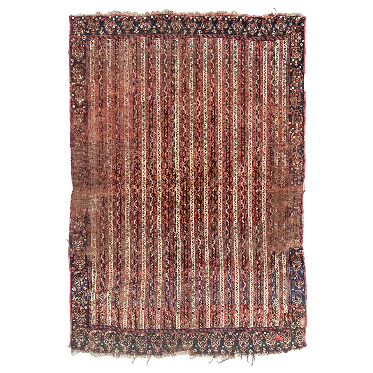 Bobyrug’s Wonderful Antique Distressed Ghashghai Rug For Sale