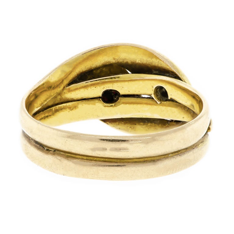 Wonderful Antique Double Snake Ruby and Diamond English 15 Karat Ring ...