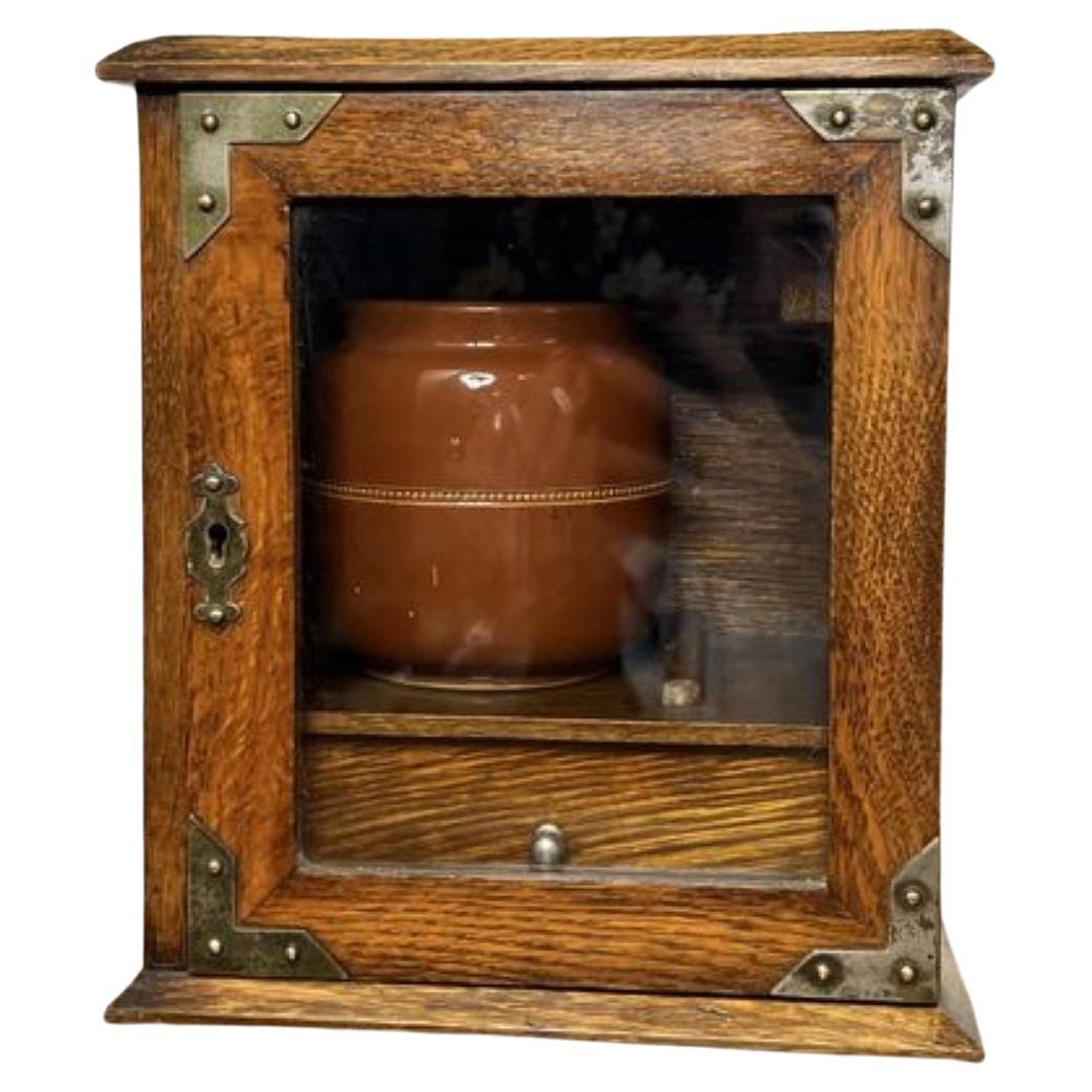 Wonderful antique Edwardian oak smokers cabinet 