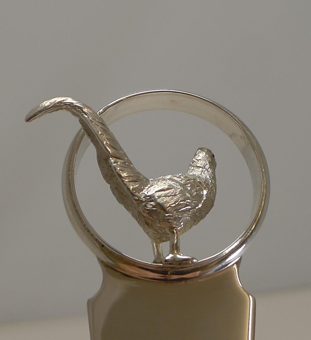 Edwardian Wonderful Antique English Sterling Silver Letter Opener, Game Bird, Pheasant