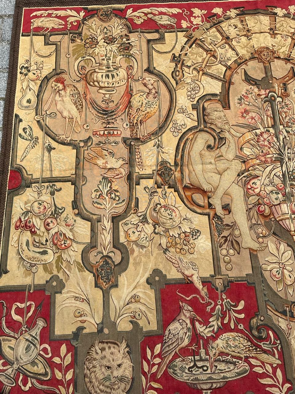 Tessuto Meraviglioso arazzo di Aubusson in seta francese, tessuto a mano, antico e di pregio in vendita