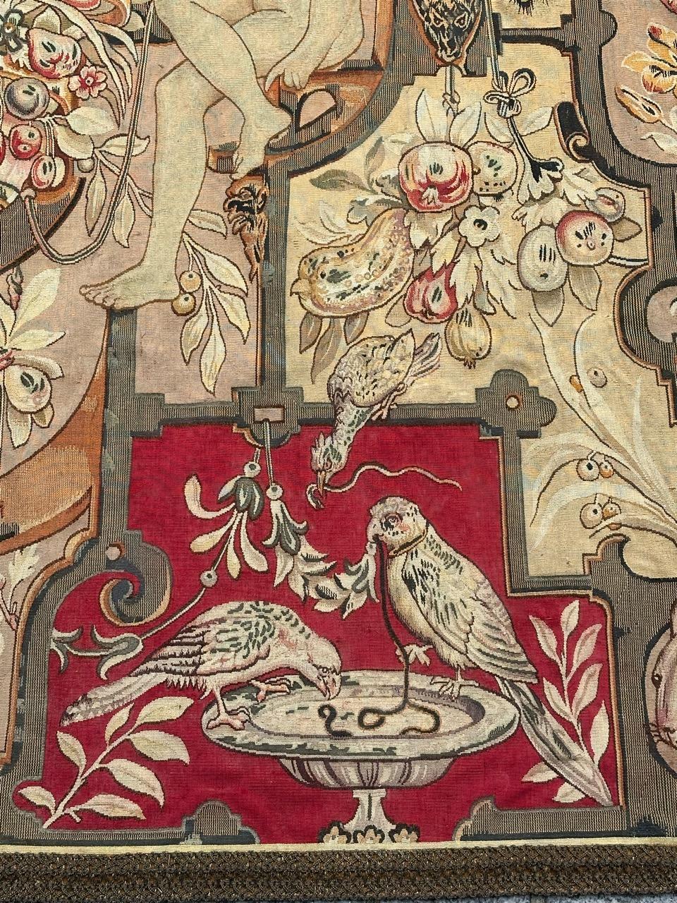 XIX secolo Meraviglioso arazzo di Aubusson in seta francese, tessuto a mano, antico e di pregio in vendita