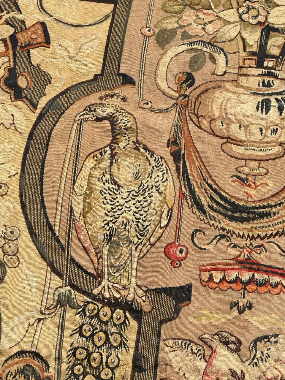 Meraviglioso arazzo di Aubusson in seta francese, tessuto a mano, antico e di pregio in vendita 2