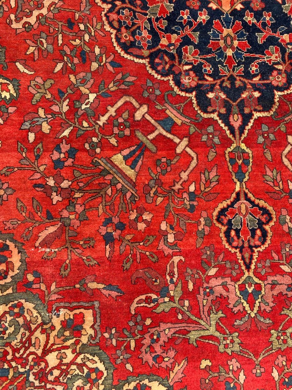Sarouk Farahan Bobyrug’s Wonderful Antique Fine Saroq Farahan Rug For Sale