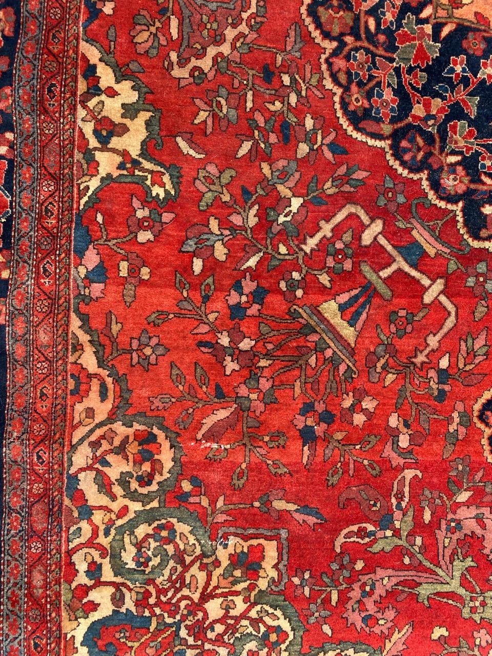 Hand-Knotted Bobyrug’s Wonderful Antique Fine Saroq Farahan Rug For Sale
