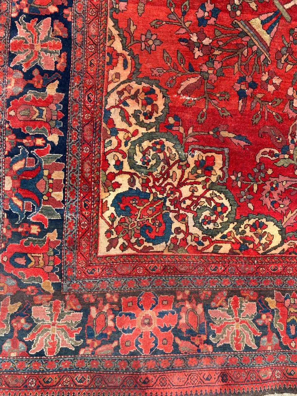 19th Century Bobyrug’s Wonderful Antique Fine Saroq Farahan Rug For Sale