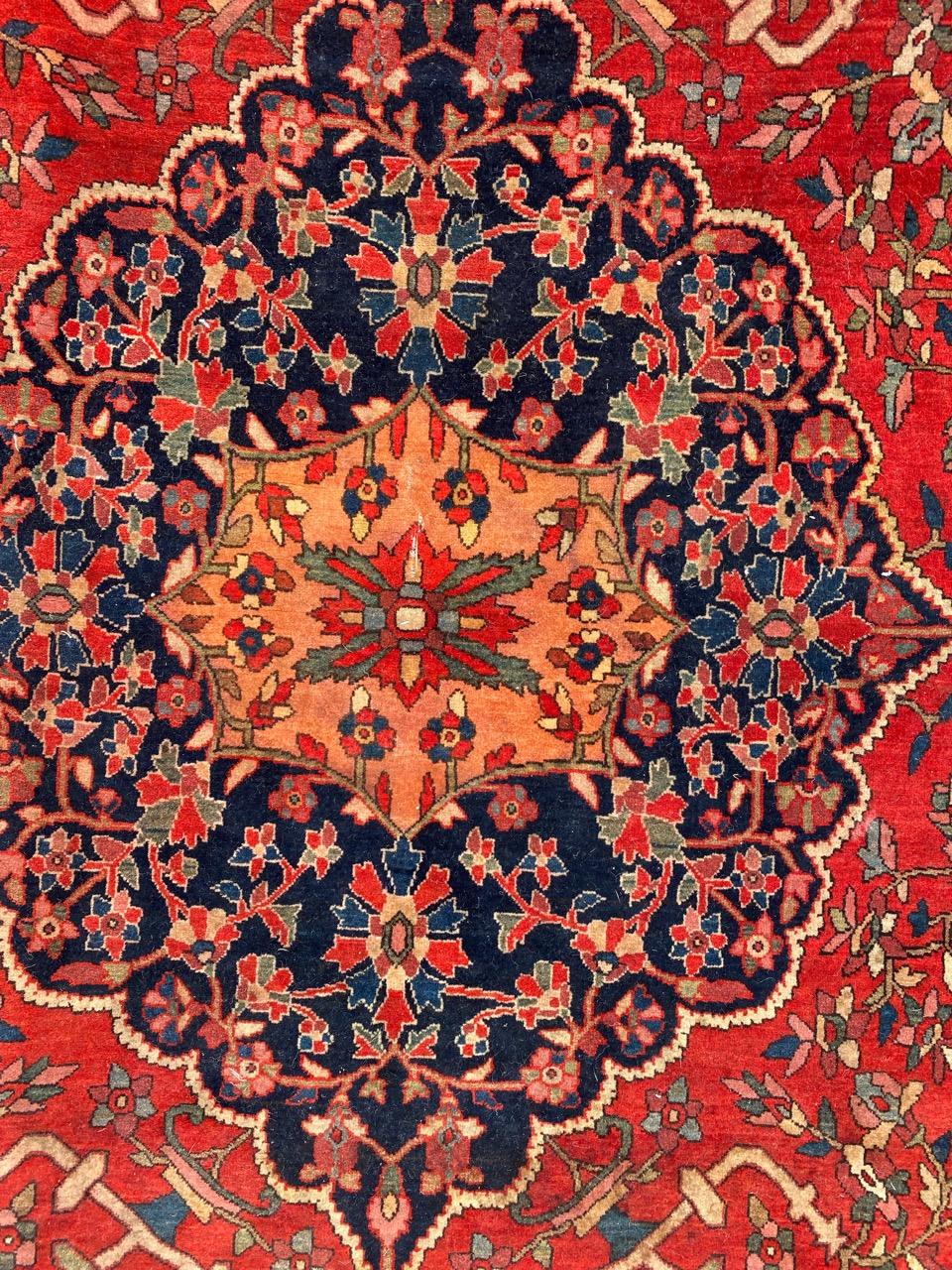 Cotton Bobyrug’s Wonderful Antique Fine Saroq Farahan Rug For Sale