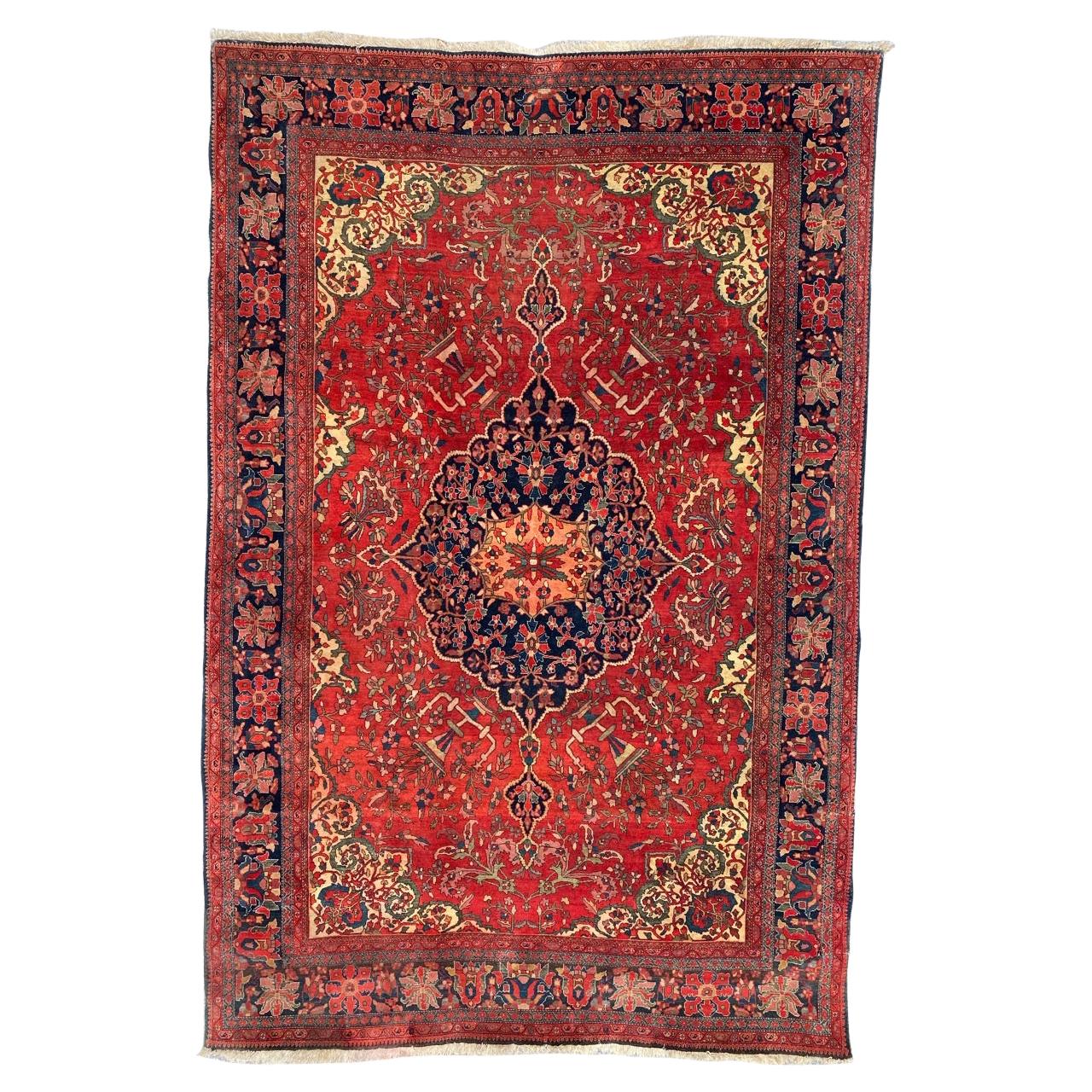 Bobyrug’s Wonderful Antique Fine Saroq Farahan Rug For Sale