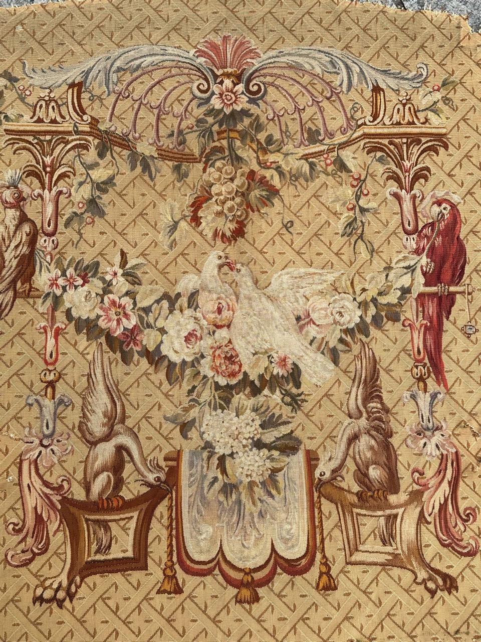 Wonderful Antique Fine silk French Aubusson Tapestry For Sale 9