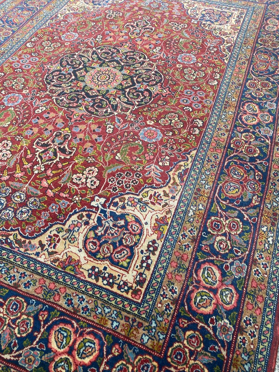 Wonderful Antique Fine Tabriz Rug For Sale 6