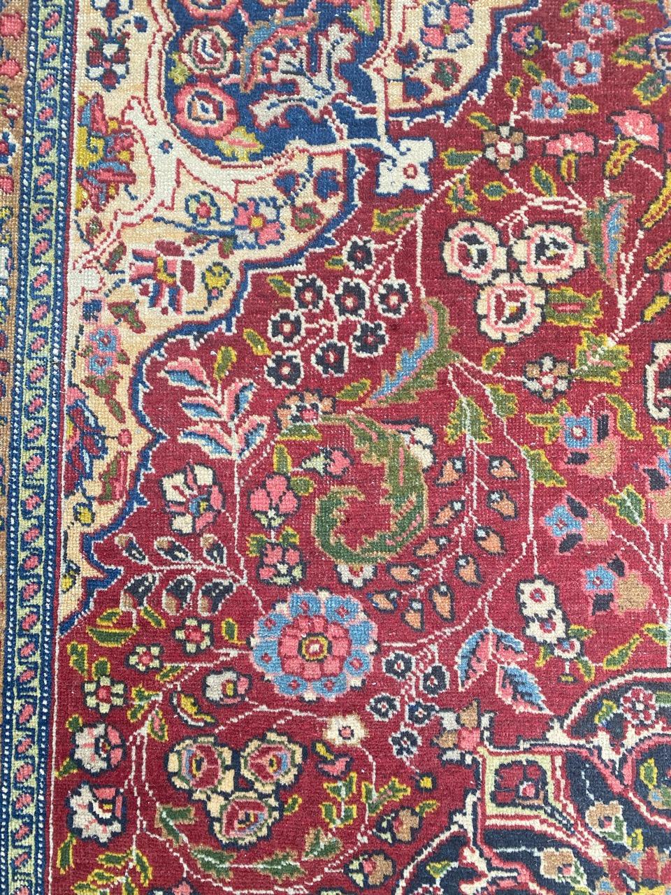 Cotton Bobyrug’s Wonderful Antique Fine Tabriz Rug For Sale