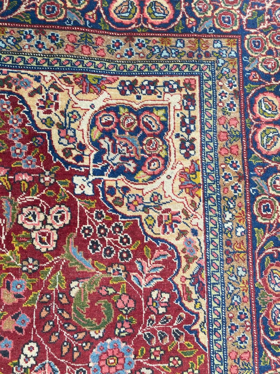 Wunderschöner antiker feiner Täbris-Teppich (Wolle) im Angebot
