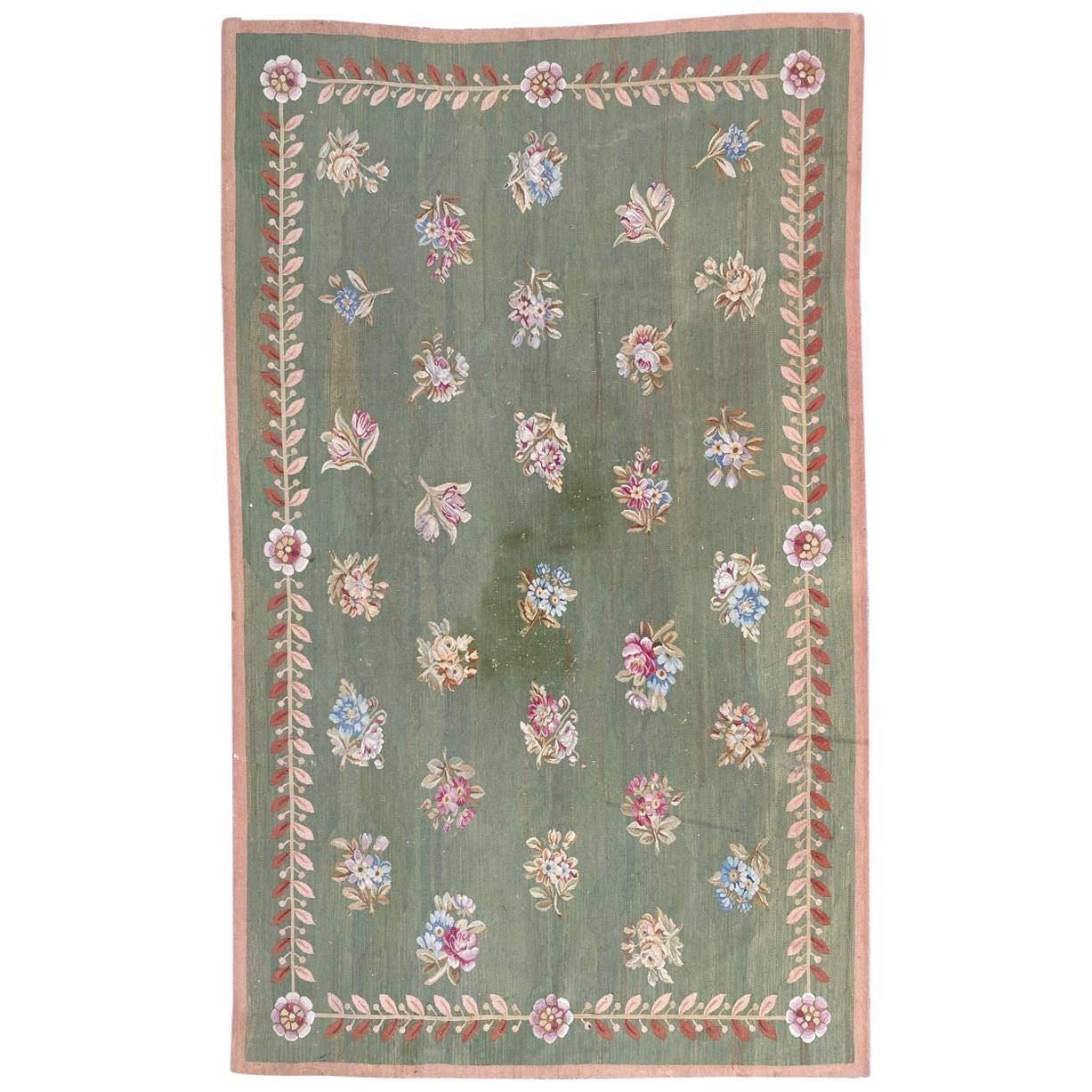 Wonderful Antique French Aubusson Empire Design Rug For Sale