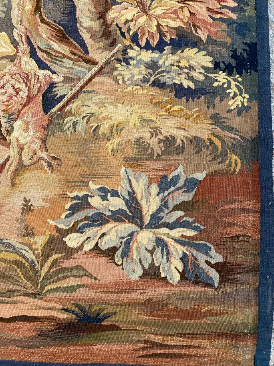 Français Bobyrug's Wonderful Antique French Aubusson Fine Tapestry (Tapisserie ancienne française d'Aubusson) en vente