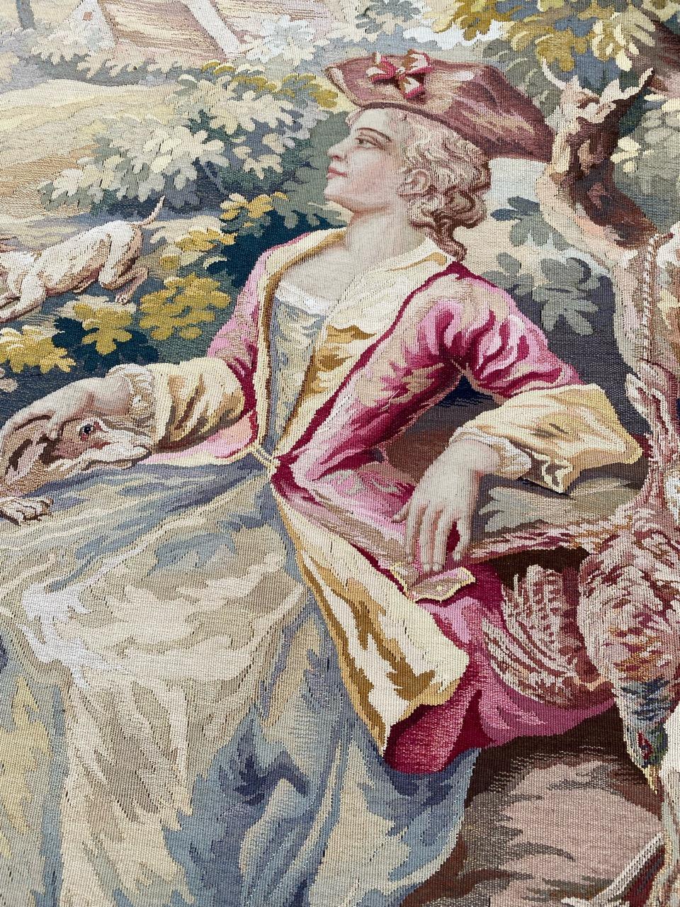 Tissé à la main Bobyrug's Wonderful Antique French Aubusson Fine Tapestry (Tapisserie ancienne française d'Aubusson) en vente