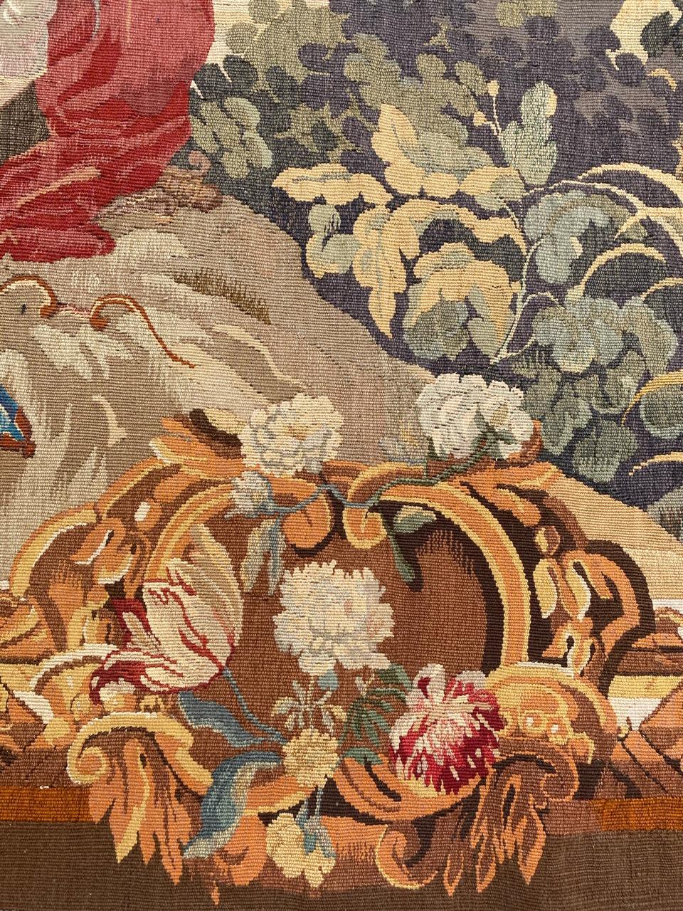 20ième siècle Bobyrug's Wonderful Antique French Aubusson Tapestry (Tapisserie d'Aubusson française ancienne) en vente