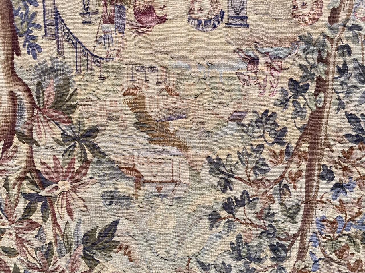 Bobyrug's Wonderful Antique French Aubusson Tapestry Maximilian Design en vente 4