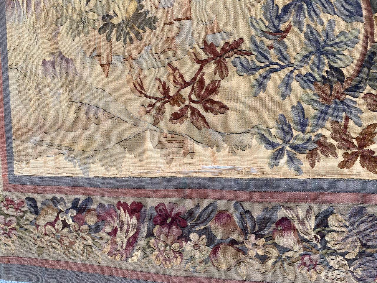 Bobyrug's Wonderful Antique French Aubusson Tapestry Maximilian Design en vente 7
