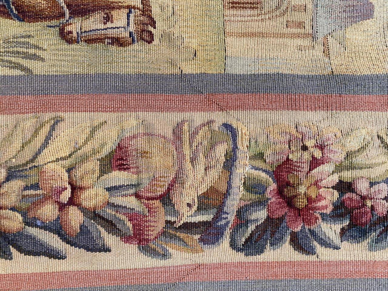 Bobyrug's Wonderful Antique French Aubusson Tapestry Maximilian Design en vente 9