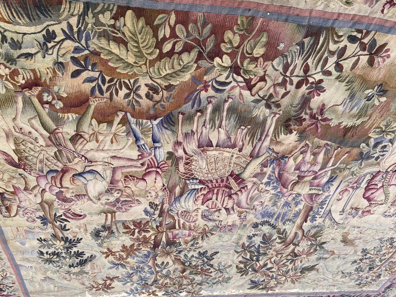 Bobyrug's Wonderful Antique French Aubusson Tapestry Maximilian Design en vente 10
