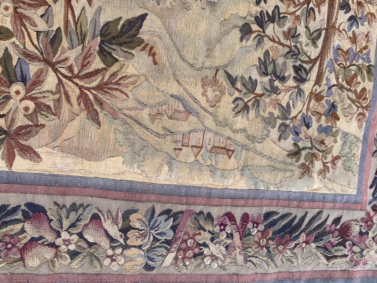 Bobyrug's Wonderful Antique French Aubusson Tapestry Maximilian Design en vente 13
