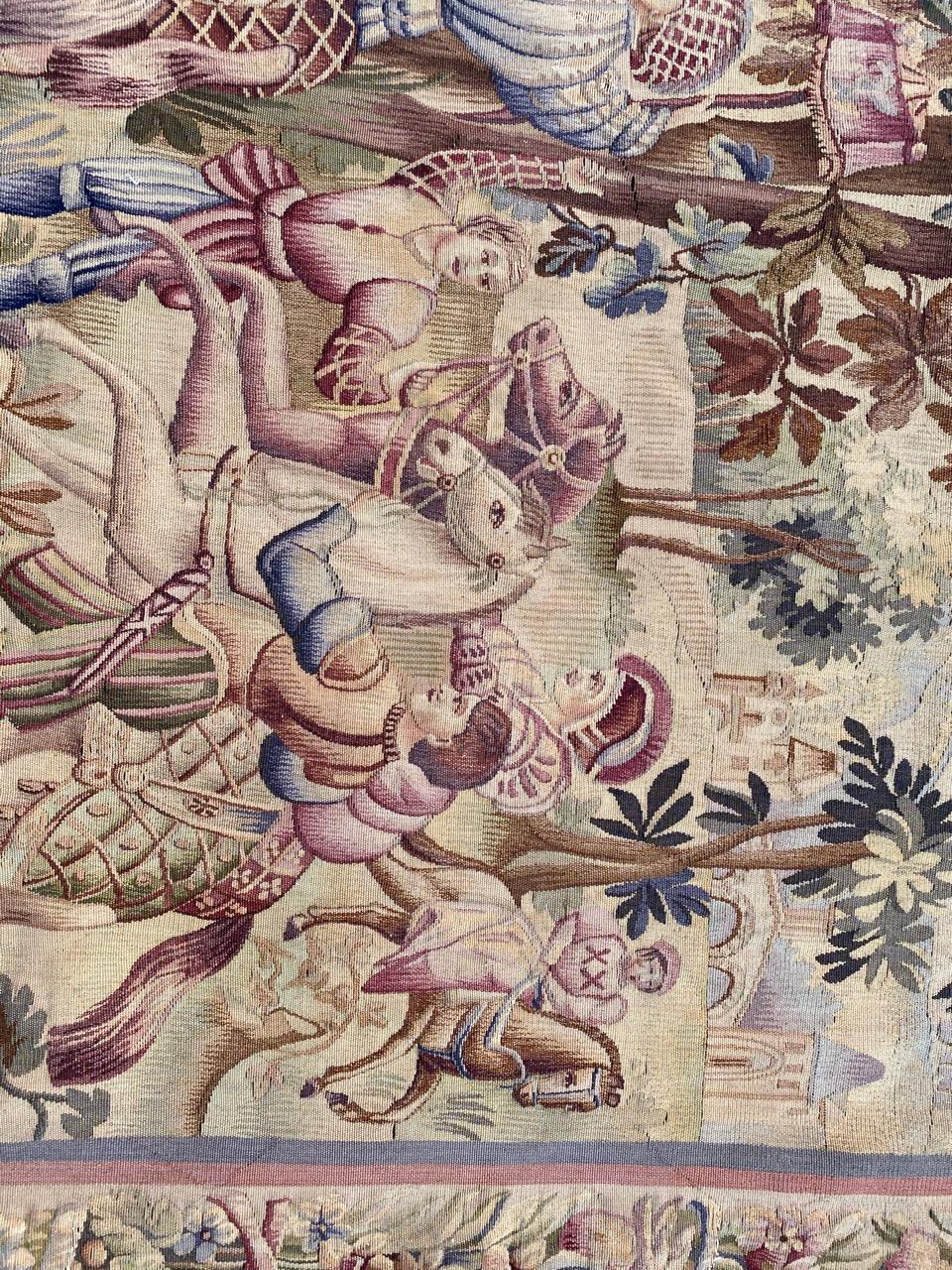 Français Bobyrug's Wonderful Antique French Aubusson Tapestry Maximilian Design en vente