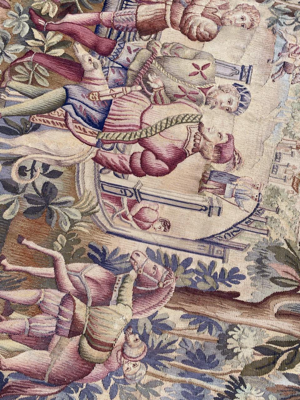 Bobyrug's Wonderful Antique French Aubusson Tapestry Maximilian Design Bon état - En vente à Saint Ouen, FR