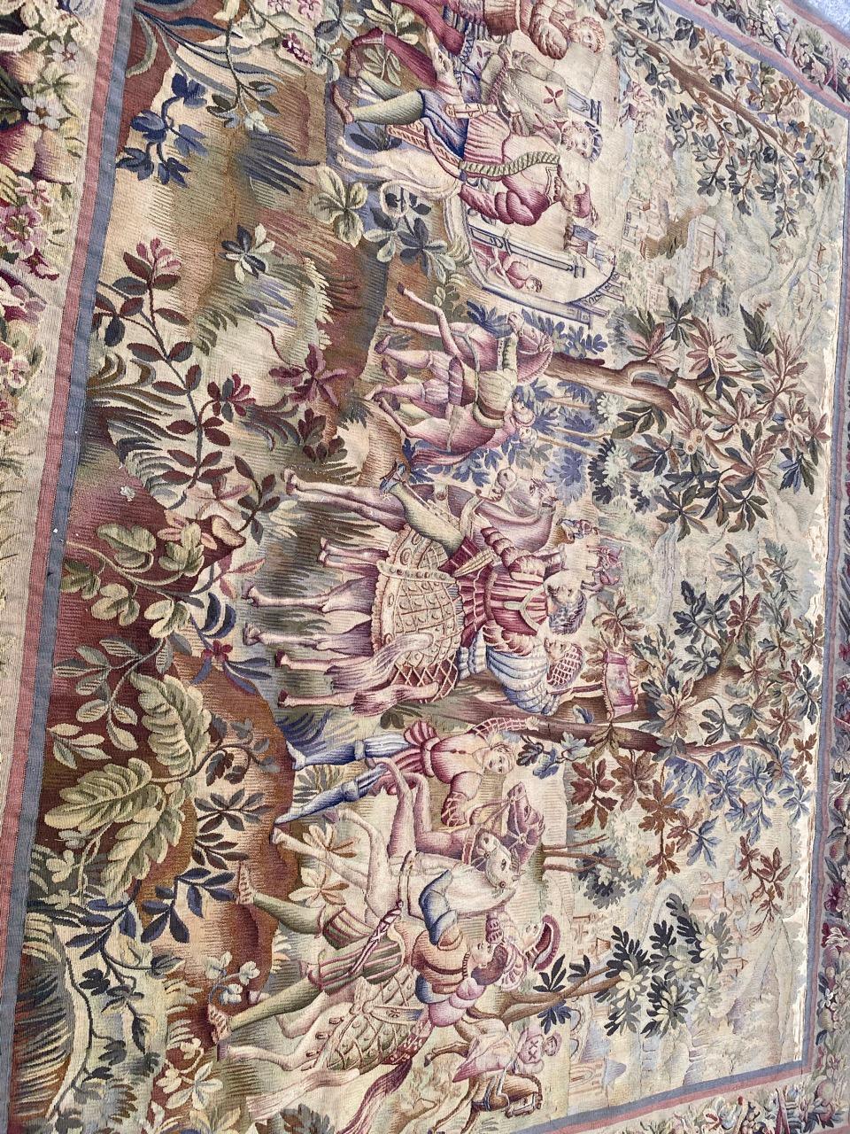 Laine Bobyrug's Wonderful Antique French Aubusson Tapestry Maximilian Design en vente