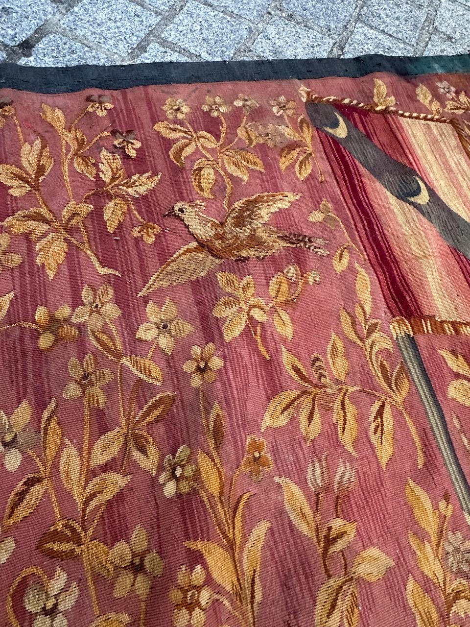 Wunderschöner antiker französischer handgewebter Aubusson-Wandteppich 