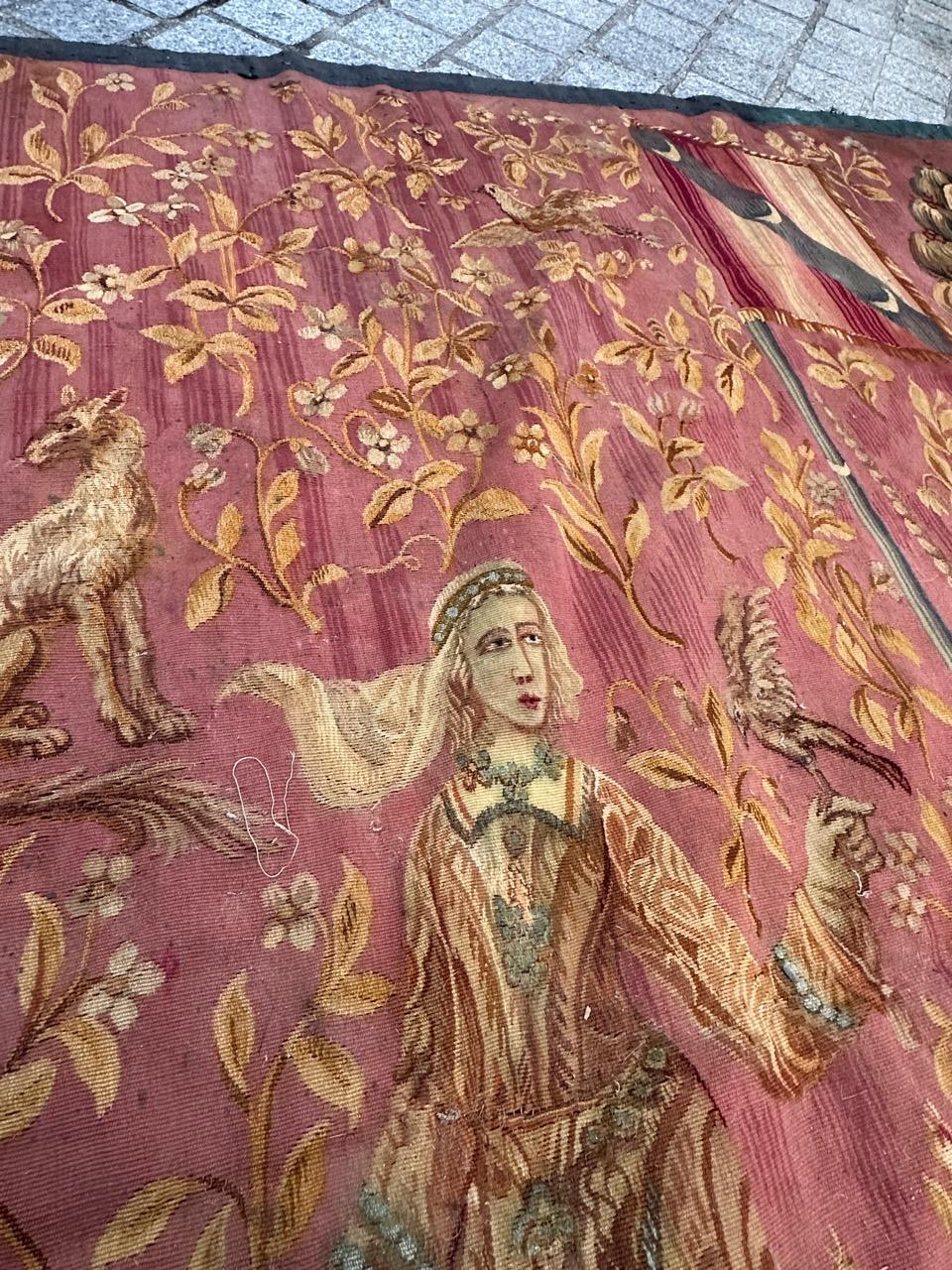 Wunderschöner antiker französischer handgewebter Aubusson-Wandteppich 