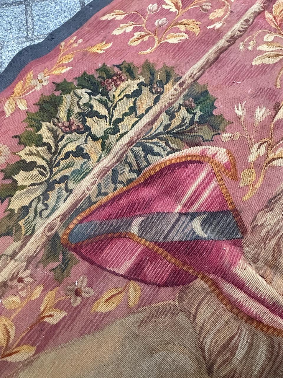 Wunderschöner antiker französischer handgewebter Aubusson-Wandteppich 