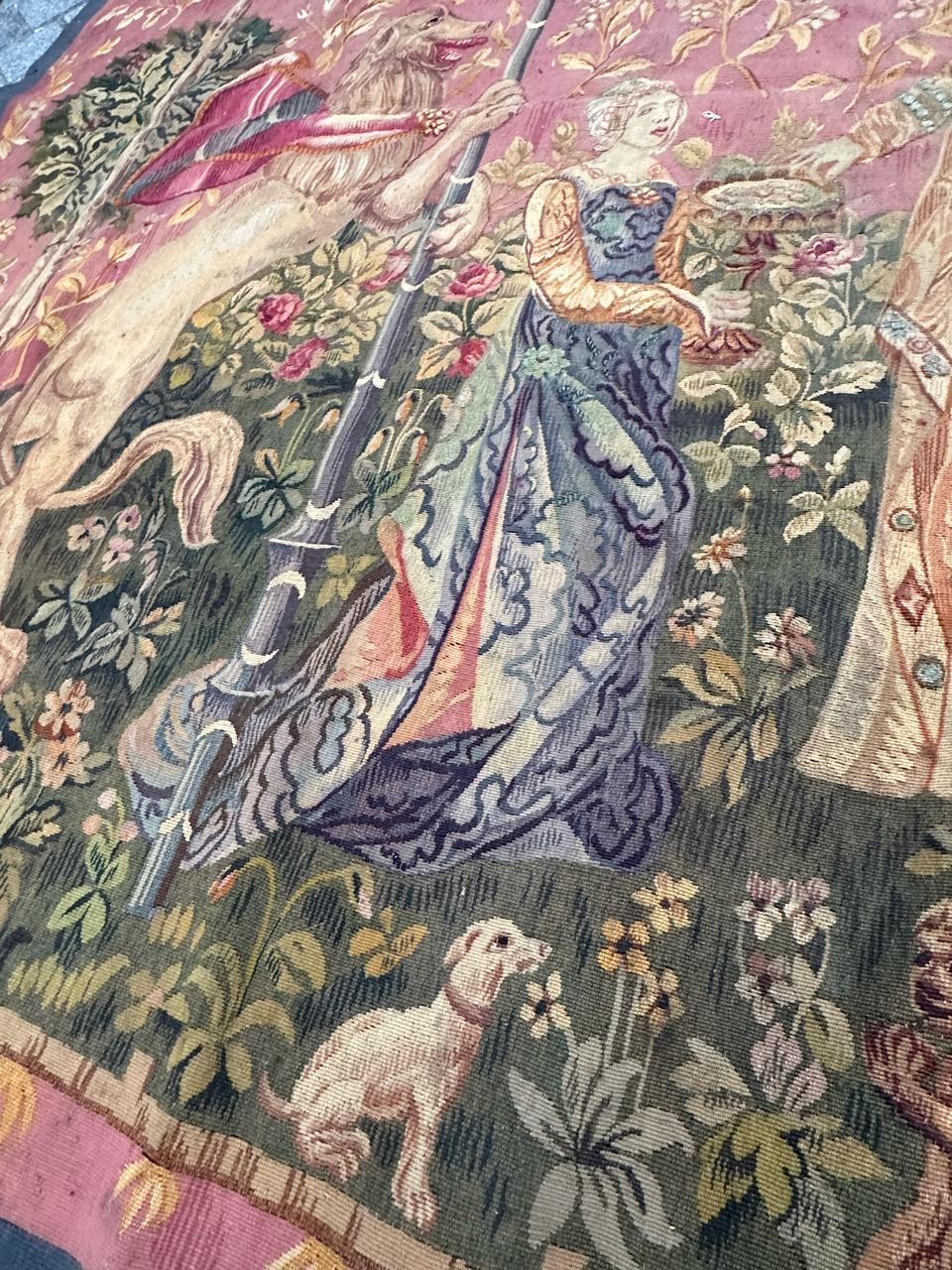 Wunderschöner antiker französischer handgewebter Aubusson-Wandteppich 