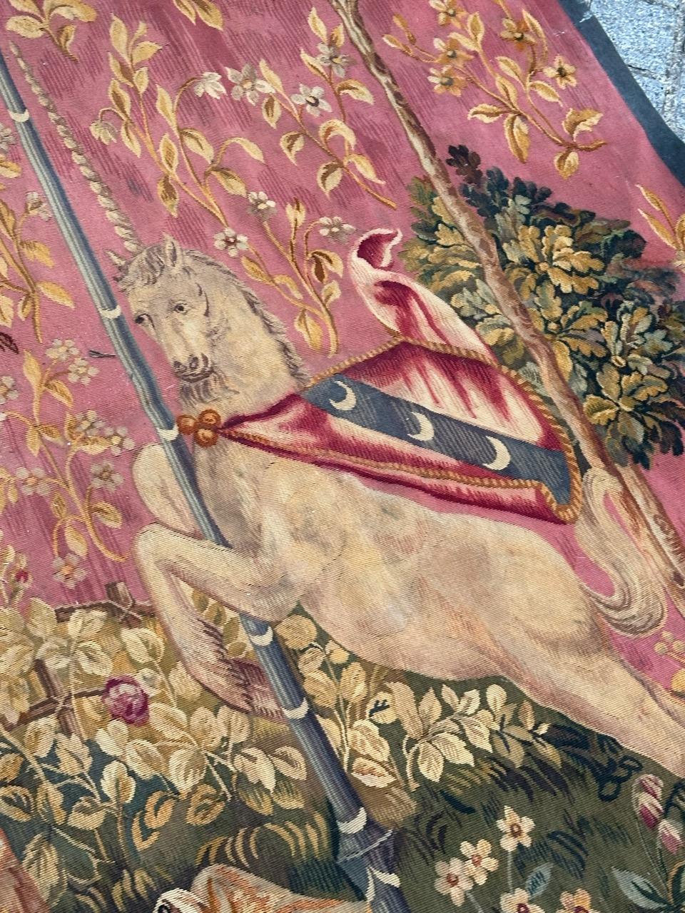 Wunderschöner antiker französischer handgewebter Aubusson-Wandteppich 