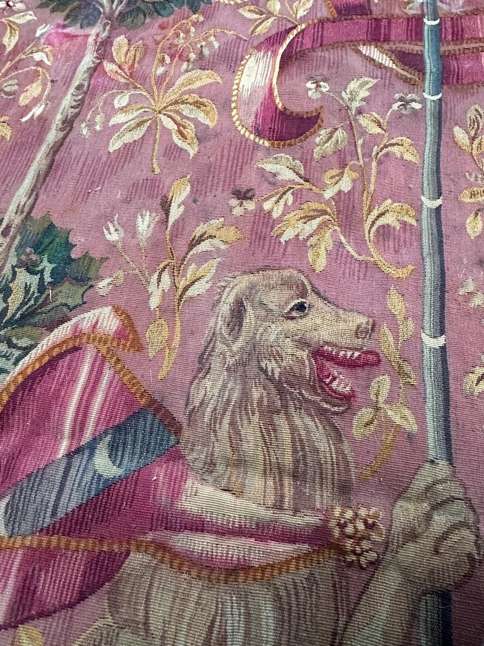 Wunderschöner antiker französischer handgewebter Aubusson-Wandteppich 