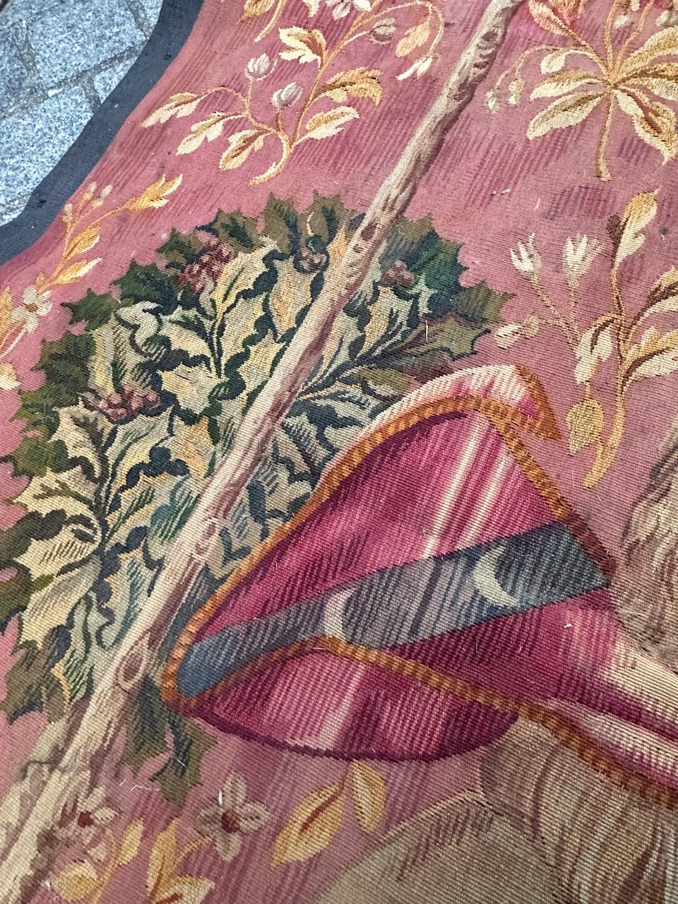 Wunderschöner antiker französischer handgewebter Aubusson-Wandteppich 