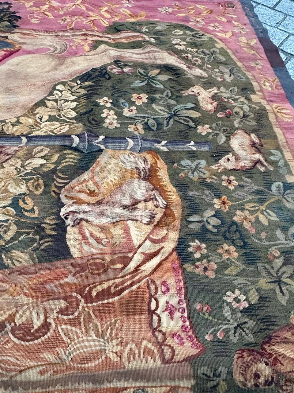 Wunderschöner antiker französischer handgewebter Aubusson-Wandteppich 