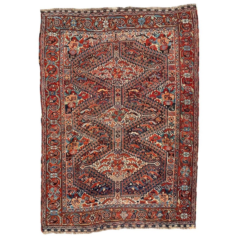 Wonderful Antique Ghashghai Rug For Sale at 1stDibs