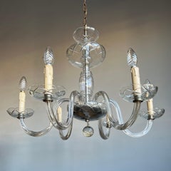 Wonderful Antique Italian Murano Crystal Glass Chandelier / Six Light Pendant