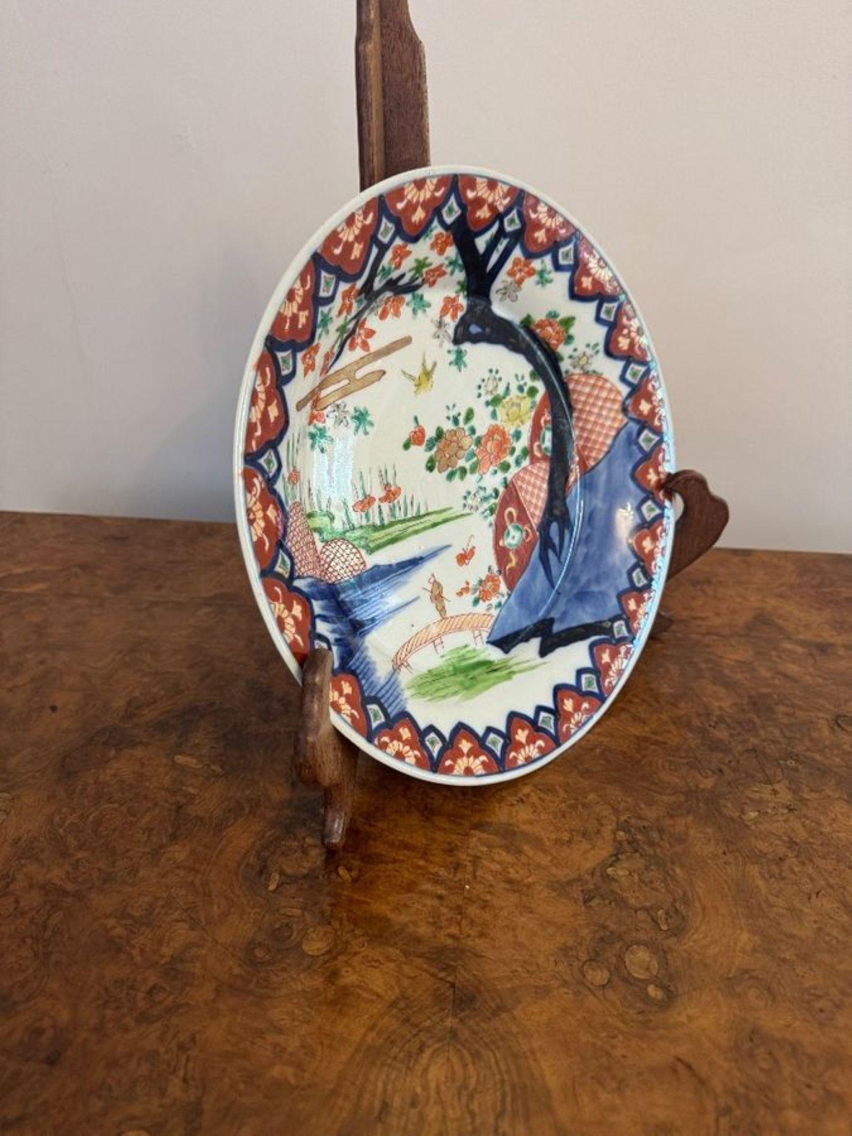 Japanned Wonderful antique Japanese imari plate For Sale