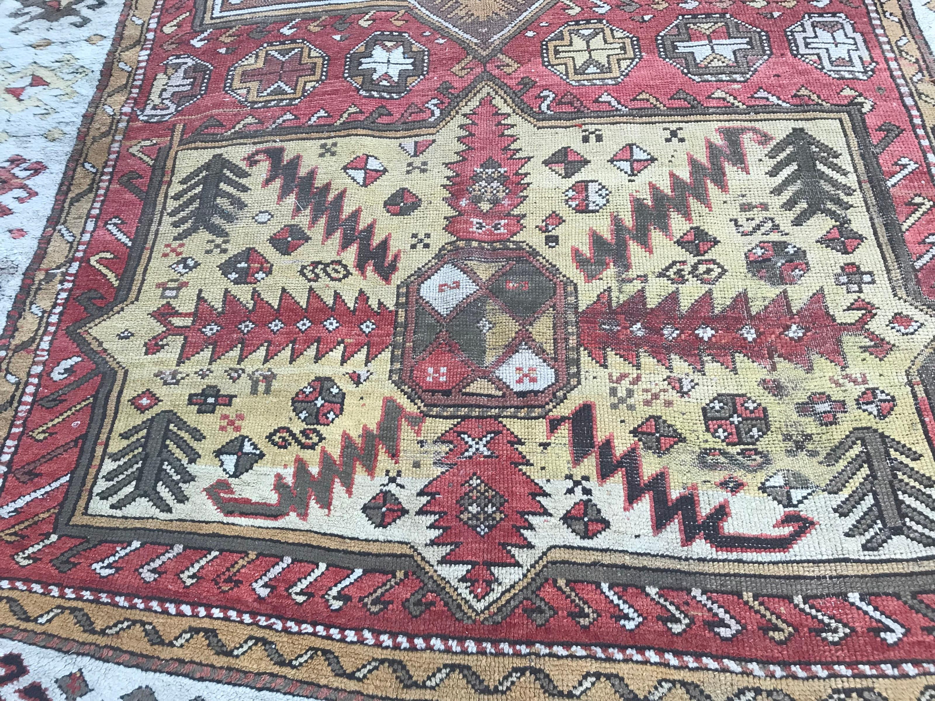 19th Century Wonderful Antique Kazak Design Turkish Rug For Sale