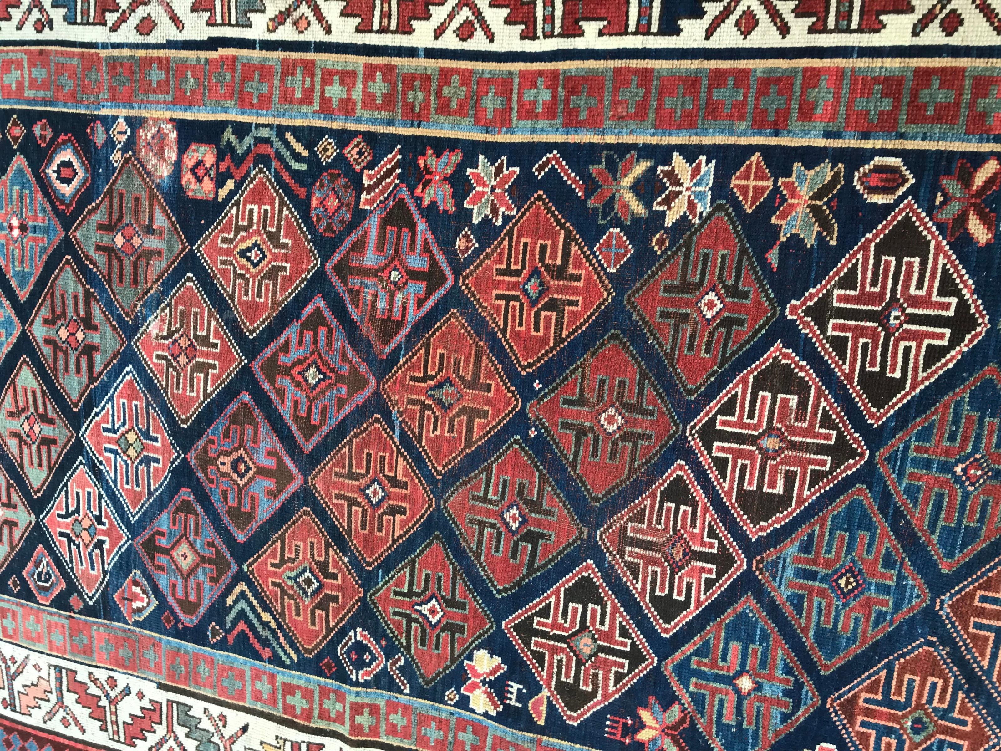 Kazak Bobyrug’s Wonderful Antique Long Caucasian Rug For Sale