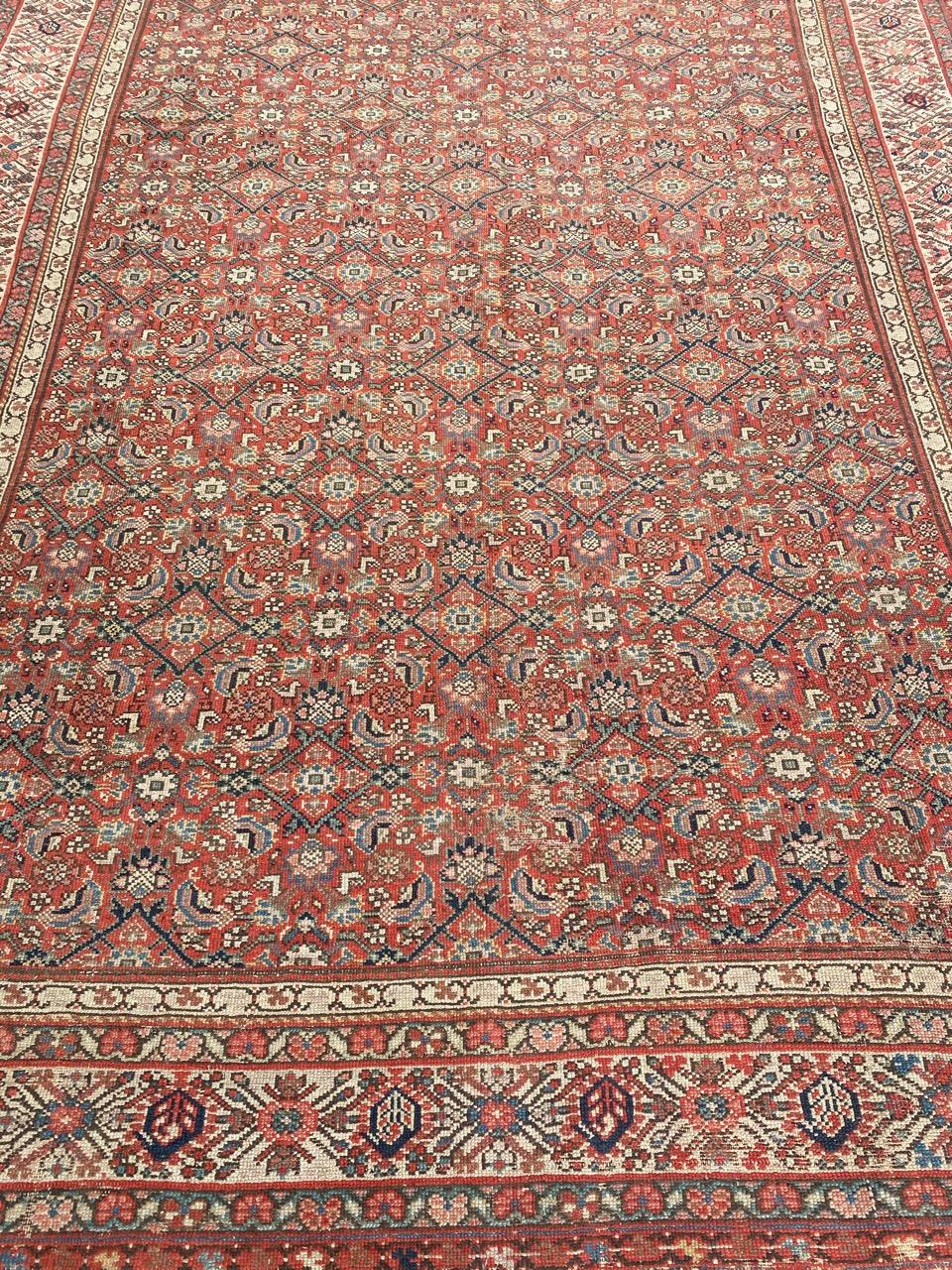 Very beautiful long Kurdish rug with beautiful decorative Herati design and nice natural colors, entirely and finely hand knotted with wool velvet on cotton foundation.

✨✨✨
