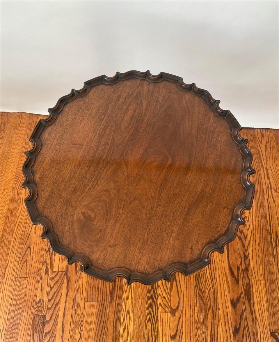 Hand-Carved Wonderful Antique Mahogany Piecrust Tilt Top Tripod Table For Sale