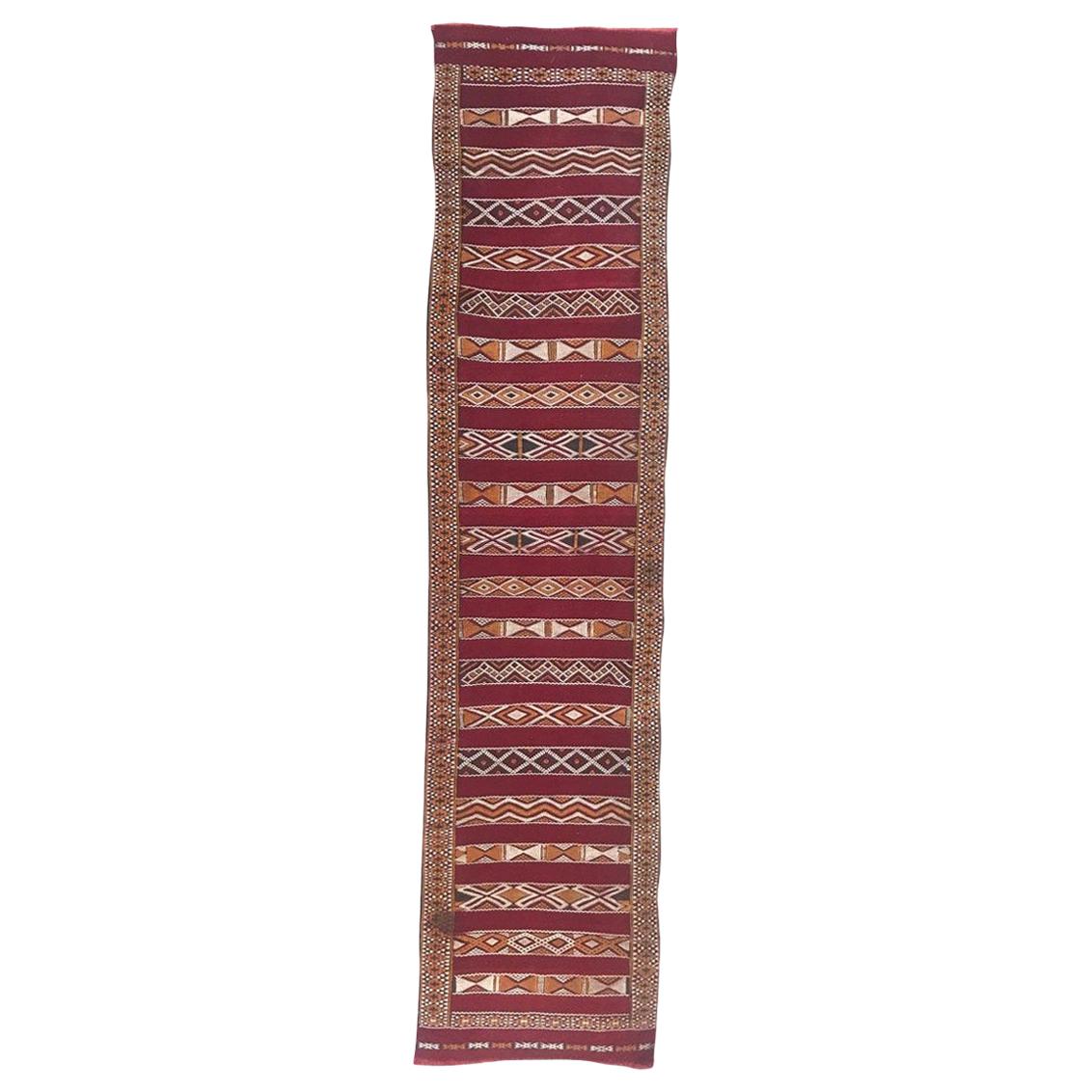 Wonderful Antique Moroccan Flat Runner For Sale