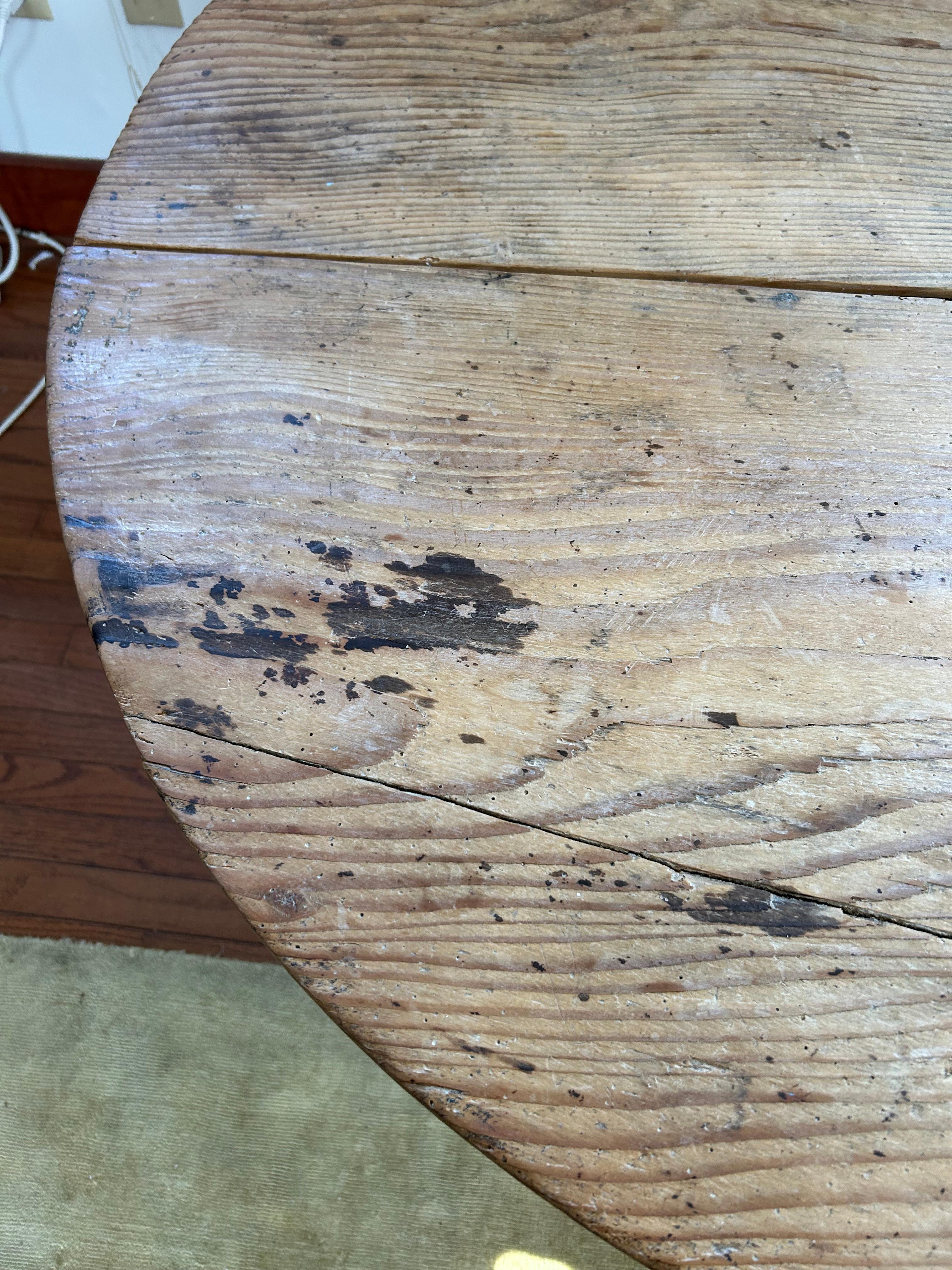 American Wonderful Antique Natural Wood Round Wine Tasting Table